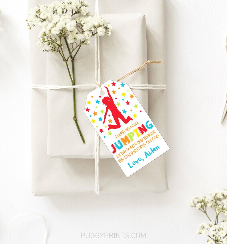 Jump Favor Tags Jump Birthday Party Favors Kids Jump Party Etsy
