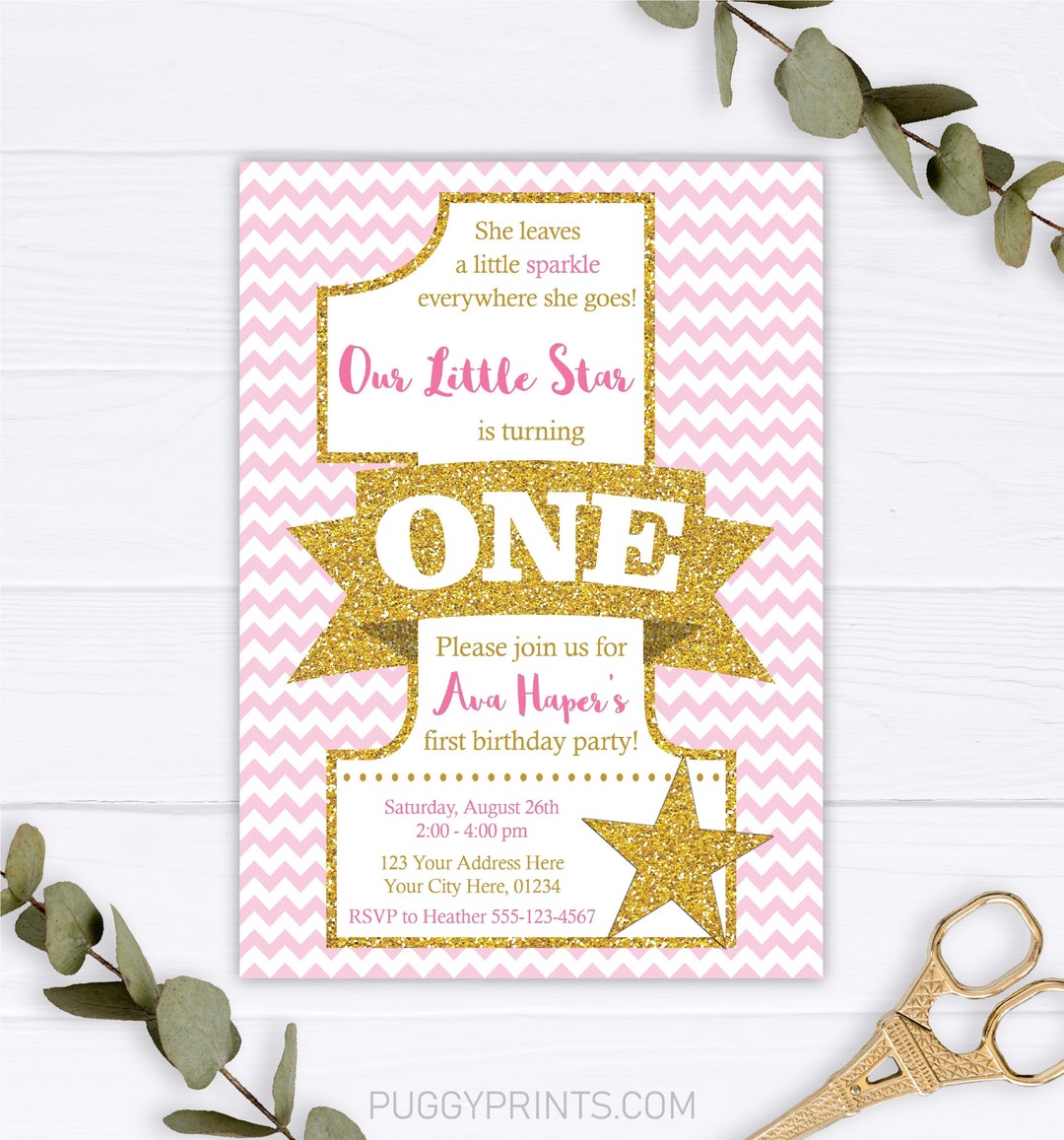 twinkle-twinkle-little-star-birthday-invitation-pink-and-gold-first-birthday-invitations-printable-twinkle-invite-editable-template-etsy