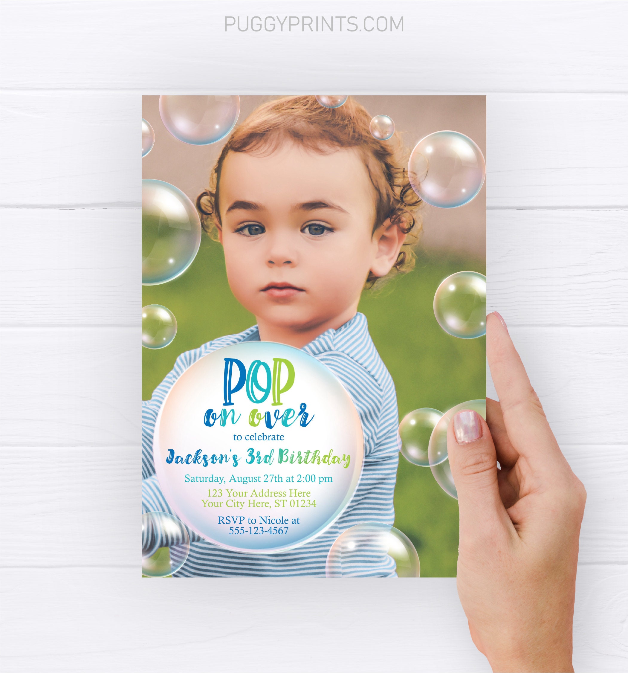 Bubble Birthday Invitation Editable Boy Bubble Invitation Etsy UK