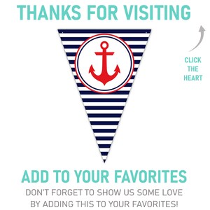 Nautical Happy Birthday Banner, Printable Nautical Banner, Navy and Red ...