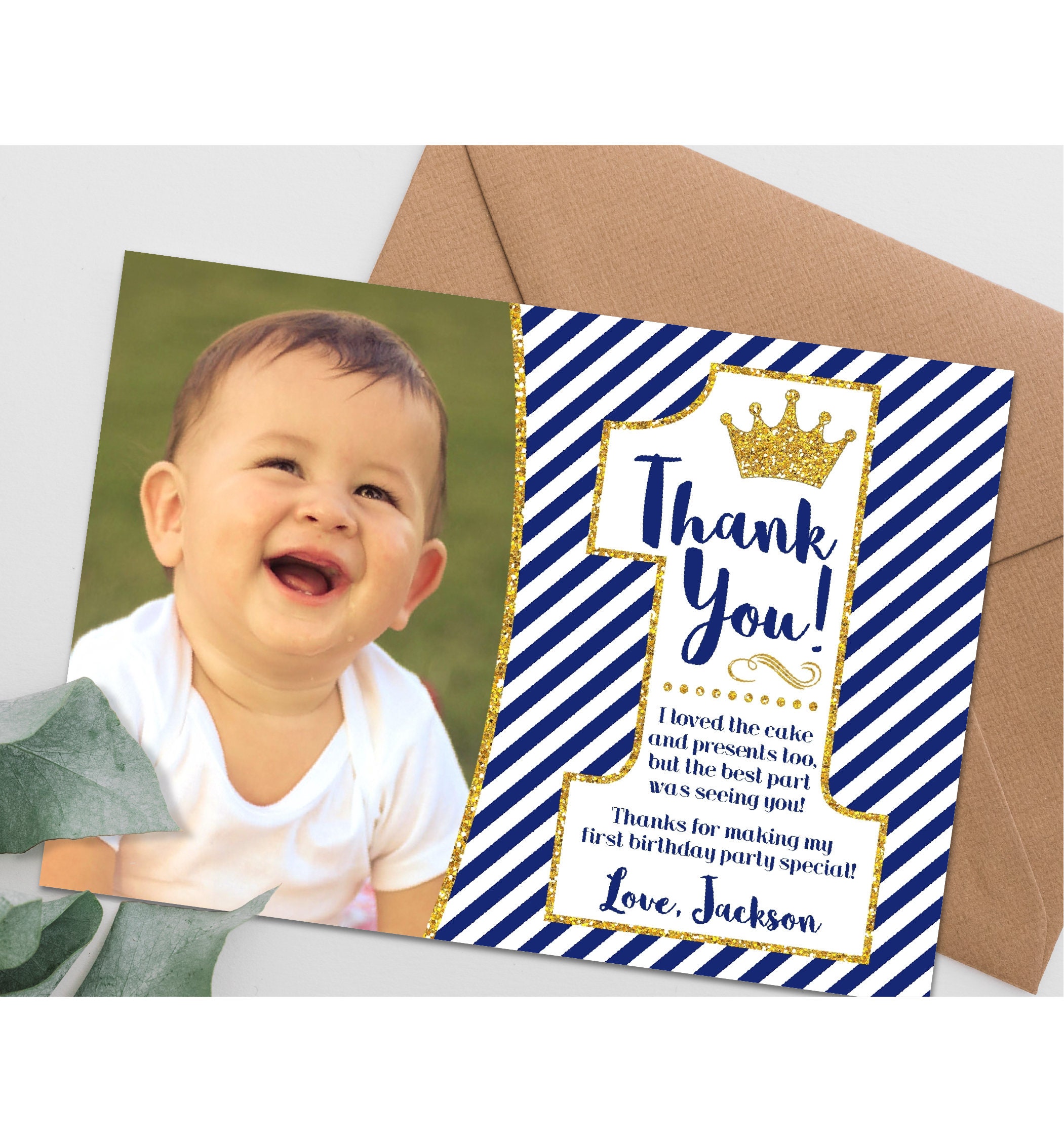 Prince First Birthday Thank You Card Prince 1st Birthday Etsy(01)