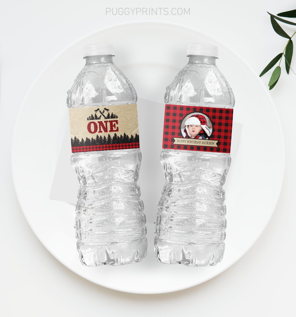 Lumberjack Birthday Water Bottle Labels Editable Template - Etsy