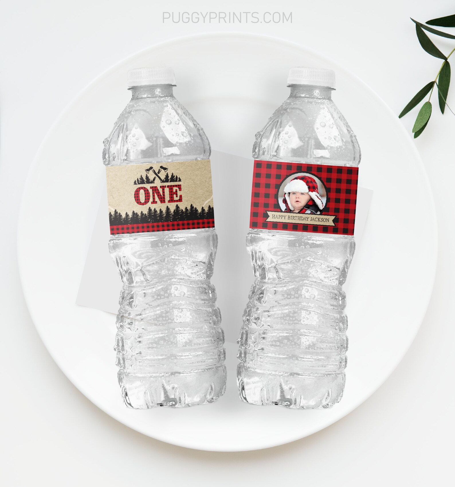 Lumberjack Birthday Water Bottle Labels Editable Template - Etsy
