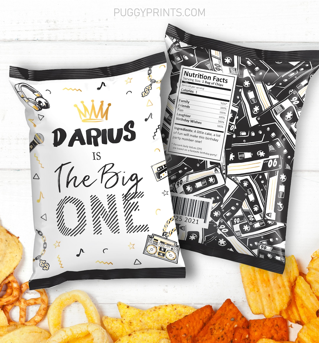Editable Notorious One Chip Bags, Printable the Big One Birthday Party