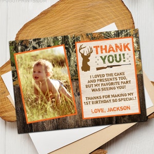 Deer Hunting Birthday Thank You Card With Photo, Deer Hunting Thank You ...