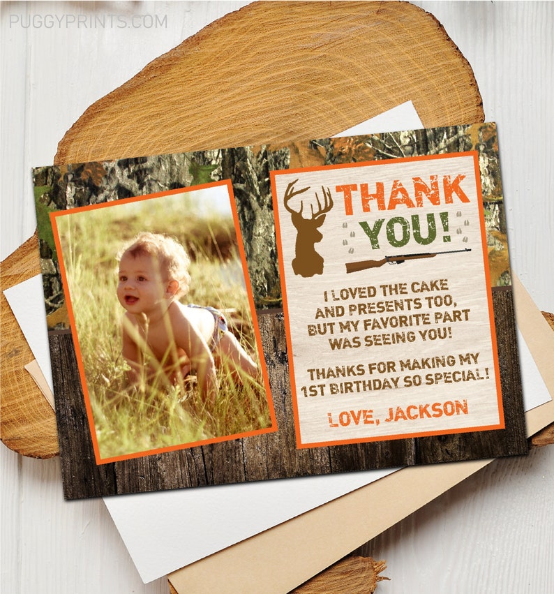 Deer Hunting Birthday Thank You Card With Photo Deer Hunting - Etsy