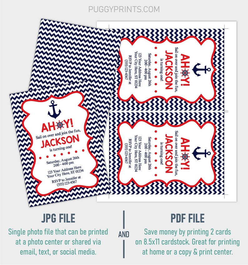 Nautical Birthday Invitation, Editable Nautical Invitation Template, Printable Nautical Birthday Party Invitations, Ahoy Anchor Invitation image 9