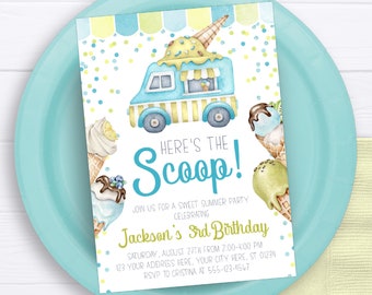 Ice Cream Truck Birthday Invitation: Editable Summer Party Invite (Digital)
