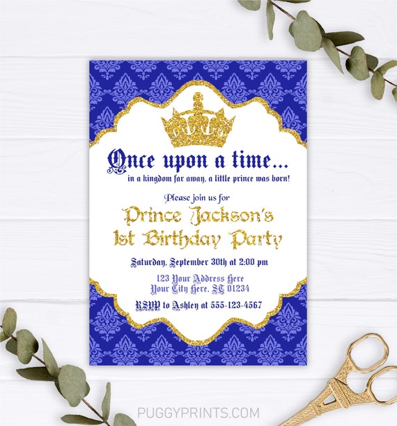 Prince Birthday Invitation Editable Prince Invitation Template 