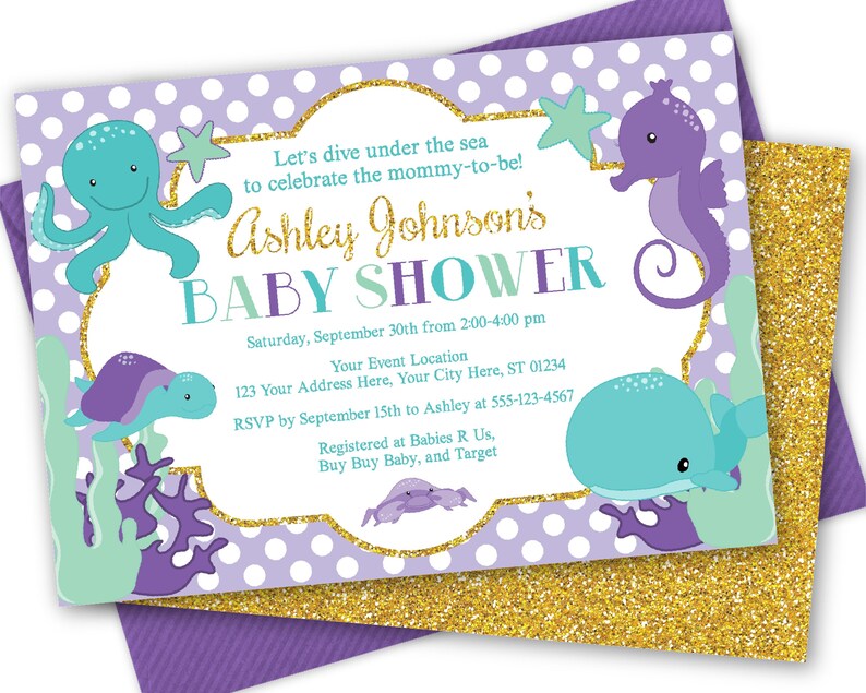 Under the Sea Baby Shower Invitation Printable Sea Animal Etsy