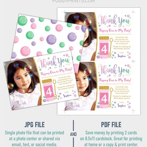 Bubble Birthday Thank You Card, Editable Bubble Thank You Card Template ...