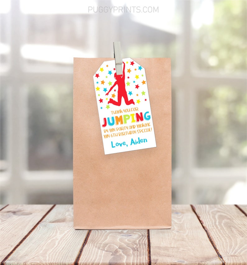 Jump Favor Tags Jump Birthday Party Favors Kids Jump Party Etsy