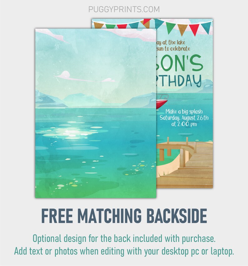 Lake Birthday Invitation Editable Lake Invitation Template Etsy