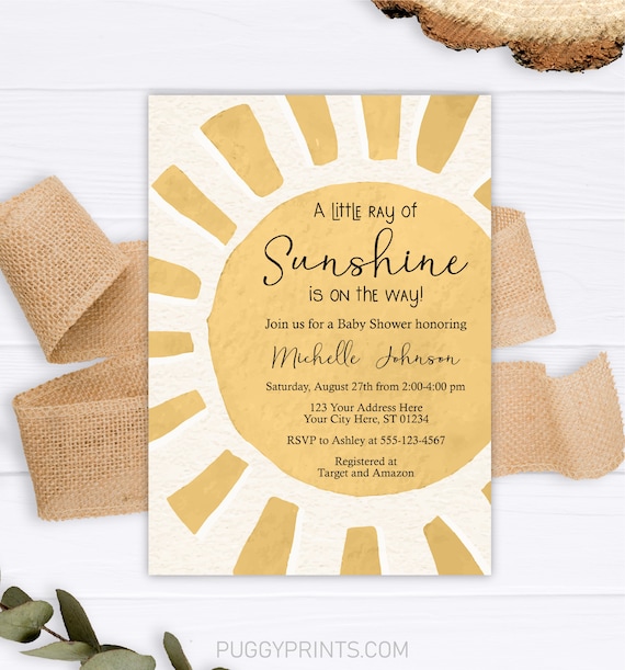 Sunshine baby shower invites 2025