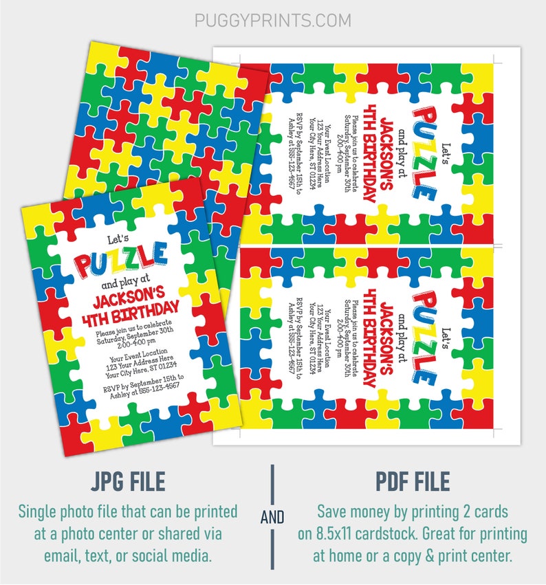 Puzzle Birthday Invitation Editable Puzzle Invitation Puzzle | Etsy