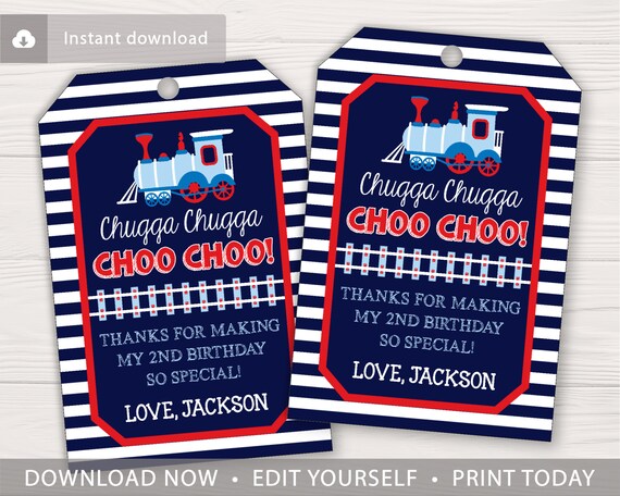 Train Birthday Favor Tags | Editable Template Online | Instant Download Il_570xn