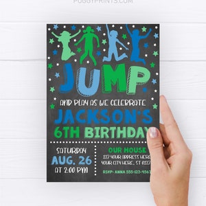 Jump Birthday Invitation, Editable Jump Invitation Template, Printable Bounce House Birthday Party Invite, Bouncy Castle, Trampoline Party