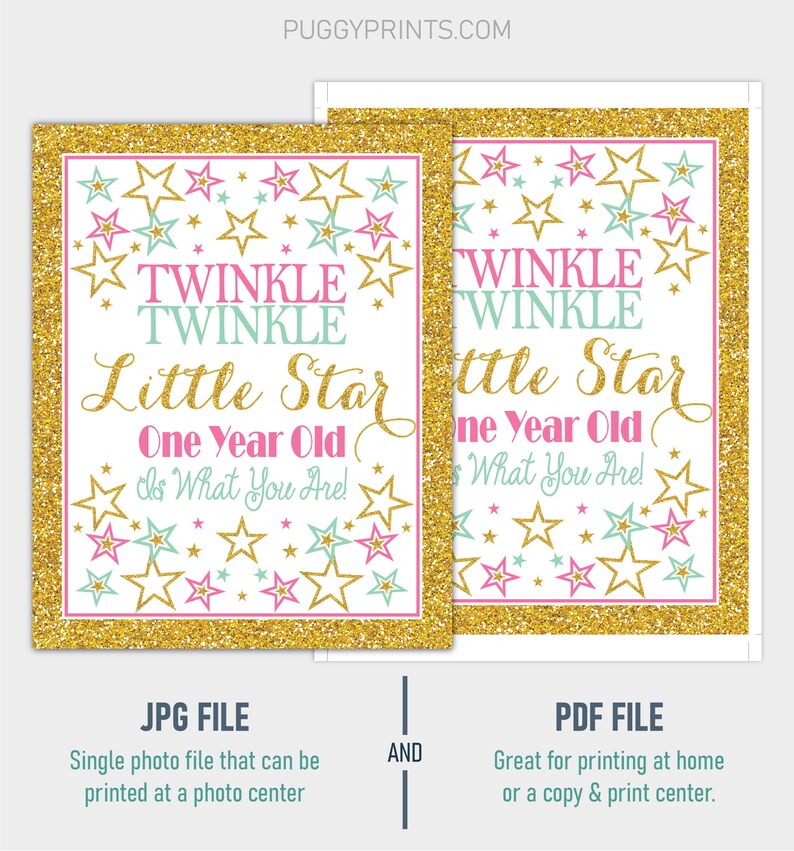 Twinkle Little Star Birthday Sign Printable One Year Old is - Etsy