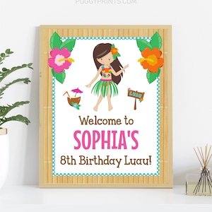 Luau Birthday Party Sign, Luau Party Decorations, Luau Welcome Sign, Tropical Party Decor, Printable Hawaiian Sign, Editable Luau Poster
