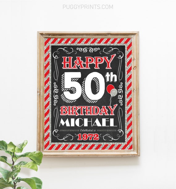 50 Years Poster 50th Birthday Poster / Card Print Birthday Party Decoration  Fiftieth Birthday Gift 