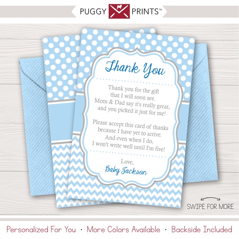 Baby Shower Thank You Cards Boy Baby Sprinkle Thank You Etsy