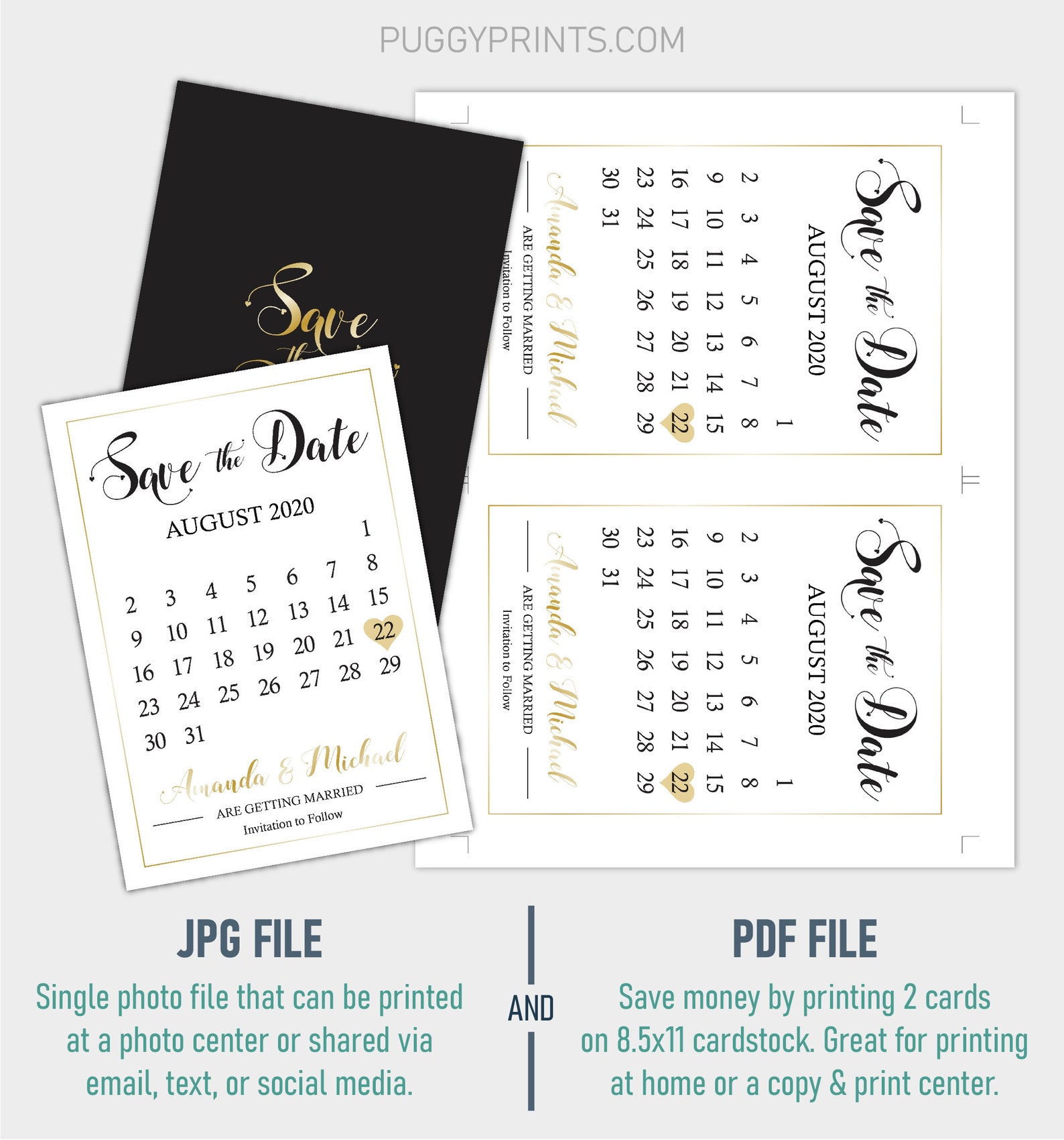 Editable Calendar Save the Date Template Save the Date Cards Etsy