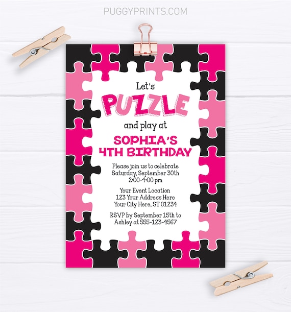 Puzzle Birthday Invitation Editable Puzzle Invitation Puzzle Etsy