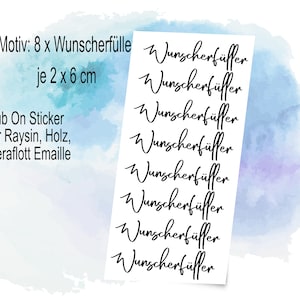 Rub on Sticker 8 x Wunscherfüller  u.a. je  groß für Reagenzgläser Raysin, Holz, Emaille oder Kerzenfolie für Selbermacher DIY