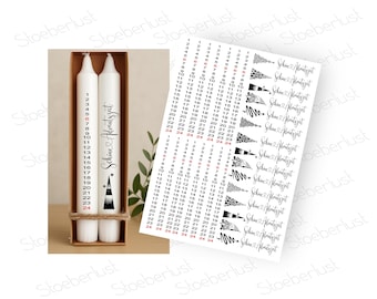 Advent calendar for candles german or english candle foil water slide, decals DIY for craft fans u. saving foxes