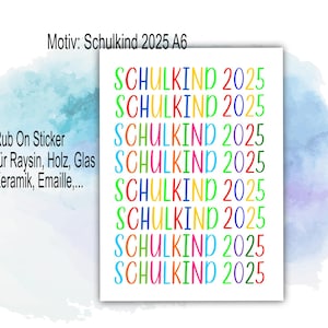 Rub-Ons  8 x Schulkind farbig 1,5 x 9,3 cm Pusteblumen A6,  Transfer-Sticker für z.B. Glas, Gips, Raysin, Keraflott, Holz, Geschenk, DIY