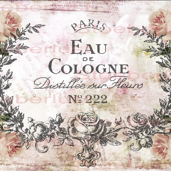 Eau de cologne shabby Hintergrund Decal / Rub On Sticker, Wasserschiebefolie , Transferfolie, Möbel,  verschiedene Größen + Material