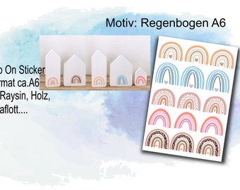 Rub-Ons / Rub-On kleurrijke regenbogen op A6, transferstickers voor bijv. glas, gips, Raysin, Keraflott, hout, cadeau, meer in de winkel DIY,