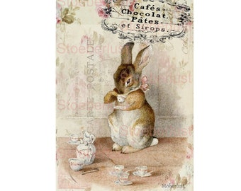 Vintage Image Bunny Rabbit Feed Sack Labels Furniture Transfers Decals LAB443 Vintage Image Bunny Rabbit Feed Sack Labels Furniture Transfers Decals LAB443