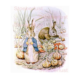 Peter rabbit mit Zwiebeln  A 4 Decalfolie Wasserschiebefolie wasserfest, Transferfolie, Möbel, Papier, verschiedene Größen, Material