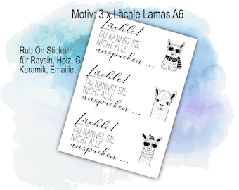 Rub-on Sticker Smile! Spit on Lama Heart - various designs for resin, wood, enamel, or candle foil for DIY