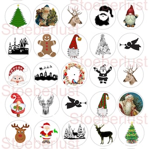 35 Christmas Tealight Candle Stickers – Festive Water Slide Decals A4