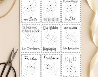 Christmas cards, place cards 6×9cm PDF – Printable template for party favors, decorations & gift tags