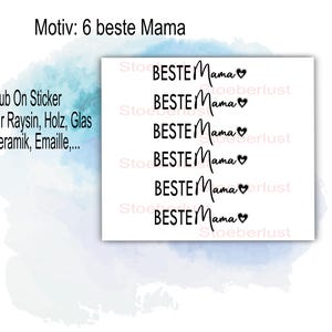 Frottez sur Classic 6 x Meilleure maman, Meilleur papa, Meilleure grand-mère, Meilleur grand-père, Meilleur « tous » etc. Raysin, Bois, Émail / Feuille de bougie pour le bricolage