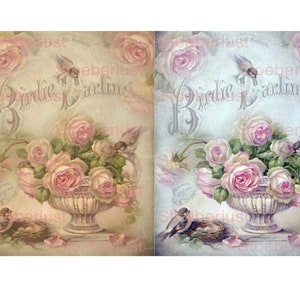 Birdie Darling Vintage Tattoo – 2x ou 4x sur A4 – film décalcomanie sépia ou bleu, rub-on, papier de riz, film adhésif