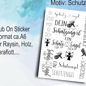 Rub-Ons / Rub-On Schutzengel u.andere Motive Pusteblumen A6,  Transfer-Sticker für z.B. Glas, Gips, Raysin, Keraflott, Holz, Geschenk, DIY