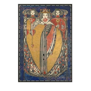 Art Nouveau Reine de Cœur Frottez sur des matériaux classiques ou autres Transfert d'image Film de transfert, tatouage de meuble, papier, différentes tailles