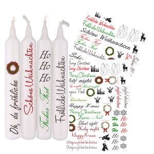 Candle stickers, Christmas sheet, fine on candles, on small package, material water slide, decals DIY for craft fans.