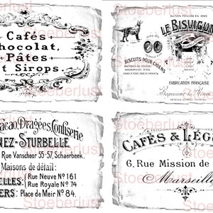 Rub on Classic4 french vintage label black white on A 4 , vintage or decal film, water slide film laser transfer film, furniture, paper