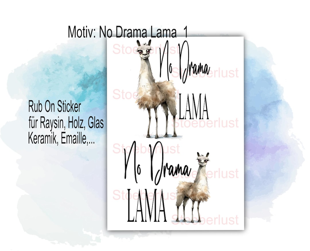 Nod Rasm Rub on Sticker No Drama Lama - Various Designs for Raysin, Wood, Enamel ...