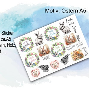 Rub-Ons / Rub-On Paas A5 konijntjes, lammetjes, Paaskransen Vrolijk Pasen, transferstickers voor bijvoorbeeld glas, gips, Raysin, Keraflott, hout, cadeau,