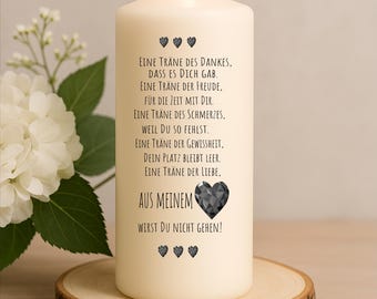 Papel de aluminio para velas conmemorativas – Tatuaje de vela «Una lágrima» – Pegatinas para velas de pilar de 6×13 cm o 8×25 cm – Vela conmemorativa DIY