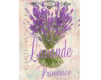 Lavender Design “Lavande Provence” – Candle Foil, Rub‑on, Rice Paper or Canvas Print – Vintage Shabby Chic