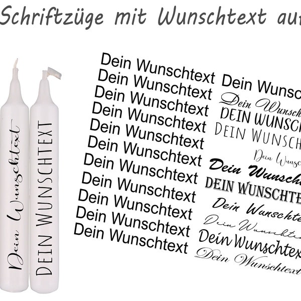 Kerzentattoo personalisiert: Ihr Wunschtext - 11 Schriften wählbar -  wahlweise A4 oder A5 - wahlweise schwarz weiß oder farbig