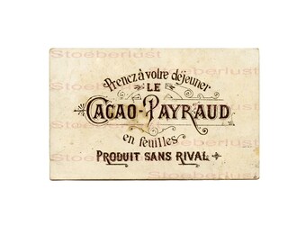 vintage Label Cacao Payraud Decal, film coulissant à l’eau film de transfert imperméable, meubles, papier, différentes tailles étages de meubles