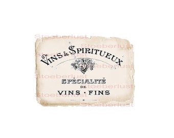 Watertransfer, Decalfoil, Furniture Tattoo shabby chic vintage Label french Vins different sizes waterproof DIY